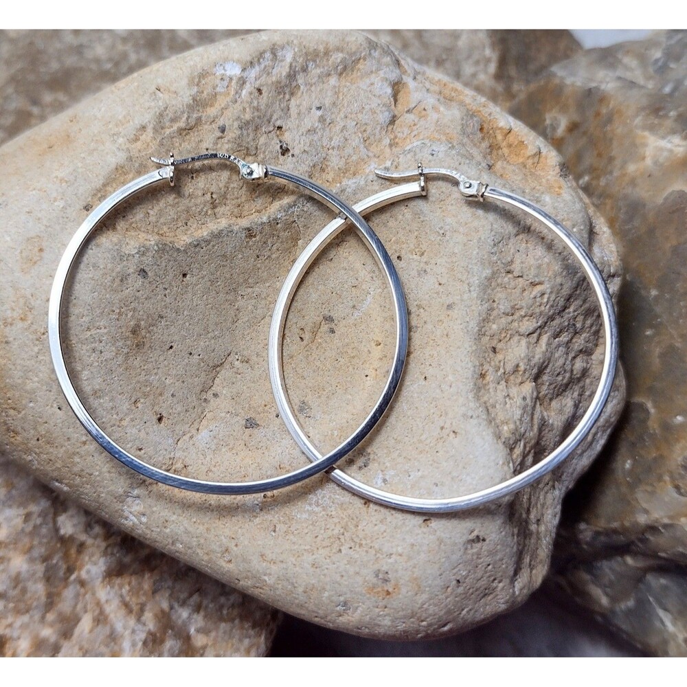 FAS Sterling Silver Square Edge Hoop Earrings